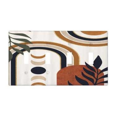 Imagem de Spshian Boho, meados do século, abstrato, moderno, lua, sol, quádruplo, interruptor, coberturas de interruptor de luz, placa de parede decorativa, placa de interruptor elétrico para sala de estar,