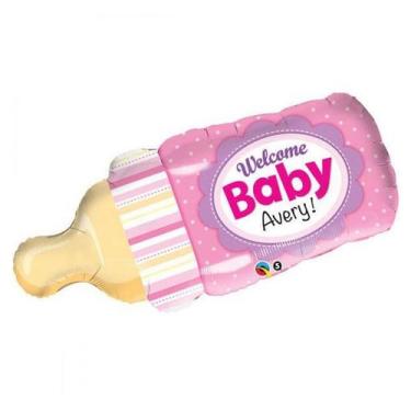 Imagem de Balão de Festa Microfoil 39" 99cm - Mamadeira Welcome Baby Rosa - 1 un
