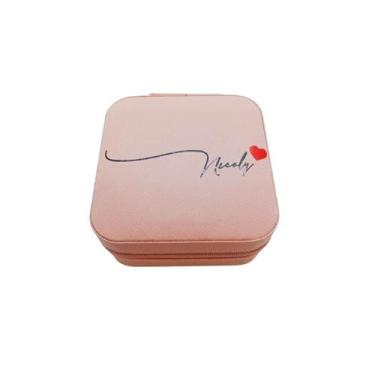 Imagem de Mini Porta Joias Personalizado - Nome com Coração - Rosa Claro - 1 uni
