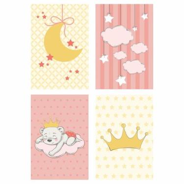 Imagem de Placa Decorativa Infantil Ursinha Princesa Kit 4un 30x40cm - Quartinho