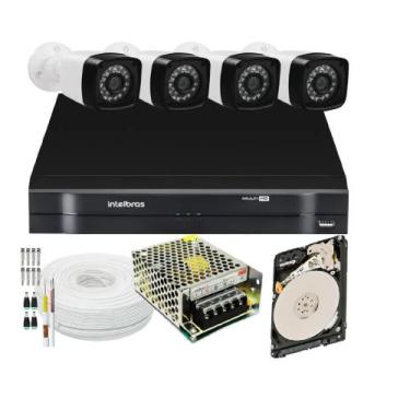 Imagem de Kit 4 Cameras Segurança 1080p Full Hd Dvr Intelbras 4ch C/hd 500Gb