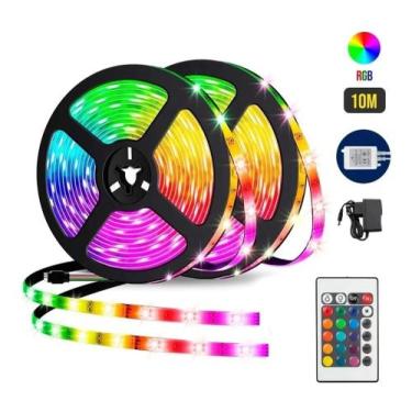 Imagem de Rolo Fita Led Rgb 5050 10m Colorido Kit Com Controle e Fonte