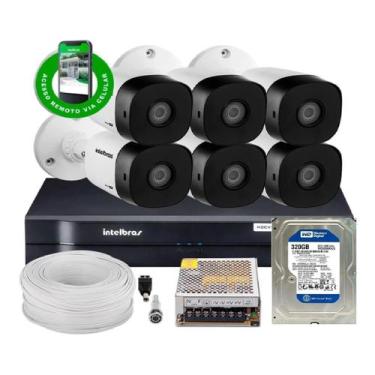 Imagem de Kit Cftv 6 Câmeras 1120B Bullet 720P Dvr 8 Canais Intelbras Mhdx + Hd 