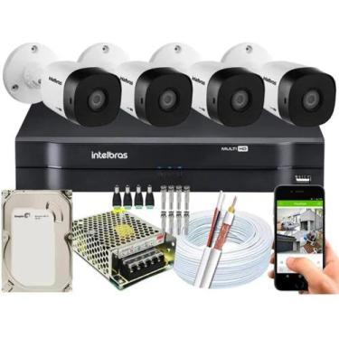 Imagem de Kit Cftv Intelbras 4 Cam Ir 1120b 20m Dvr Mhdx 1104 04ch