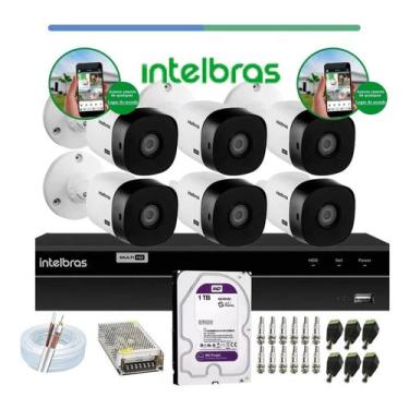 Imagem de Kit Intelbras 6 Cam. Hdcvi 1120b Dvr 8ch Mhdx Multi Hd C/hd 1tb