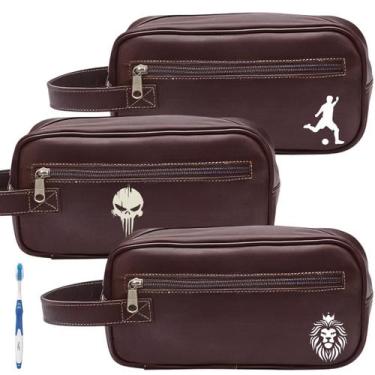 Imagem de Kit Nécessaire Executiva Masculina Premium Marrom Estampas - Mormino