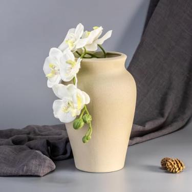 Imagem de CLYANCE Vaso de cerâmica para decoração de casa, vaso de cerâmica de 23 cm de largura, vaso de fazenda vintage, decoração neutra boho, vaso rústico de terracota para sala de estar, entrada, piso,