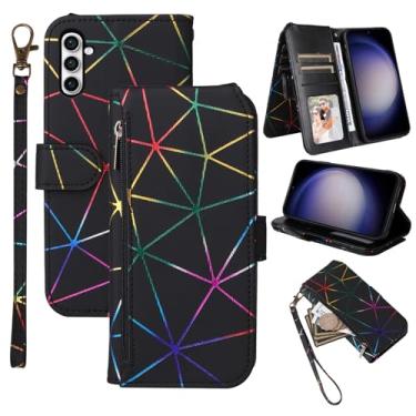 Imagem de Furiet Capa carteira para Samsung Galaxy S24 Plus/S25 Plus S24+ S25+ 5G com cordão de pulso, 9+ compartimentos para cartões com zíper, capa de telefone com suporte de cartão para S24Plus 24S + S 24