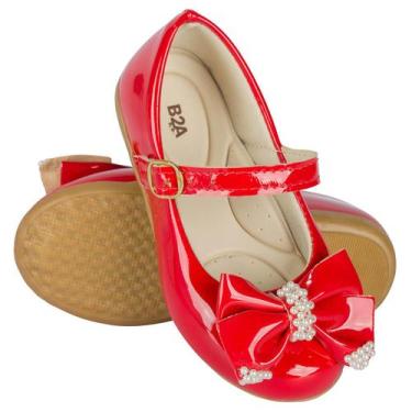 Imagem de Sapatilhas Infantil Bailarina Menina Vermelha Laço Perolado 2019 - B2A