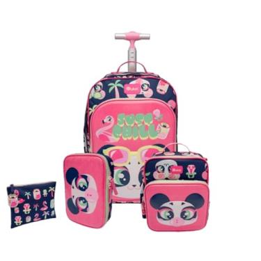 Imagem de Kit Mochila Grande Com Rodinha Panda Miami Puket