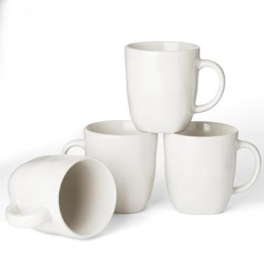 Imagem de famiware Conjunto de 4 canecas de café, conjunto de xícaras de café Ocean Square 368 g com alça para cacau, leite, chocolate quente, chá, água, copos de grés para cozinha, seguro para micro-ondas e