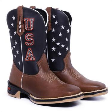 Imagem de Texana Masculina Jumper Usa Bandeira Americana Botina Bota Country Bic