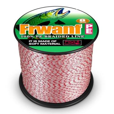 Imagem de FRWANF Linha de pesca trançada de 8 fios - sem desbotamento - elasticidade zero - baixa memória, 0,1-1 mm/2,7-136 kg/100-2000 m pesca marítima, pesca lago, pesca de rio, água salgada, linha de pesca de fibra UHMWPE 4,5 kg-109 metros