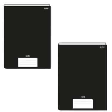 Imagem de Caderno Stiff Capa Dura, Kit 2 Unidades, 96 Folhas Pautadas, 200mm x 275mm, Papel 56g/m², Preto