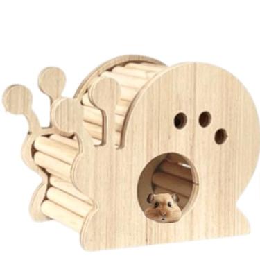 Imagem de Casa esconderijo de madeira para hamster, madeira natural, ratos para animais de estimação, escalada, cabana de brincar, quarto de refúgio para pequenos porcos-espinhos, habitat de chinchila,