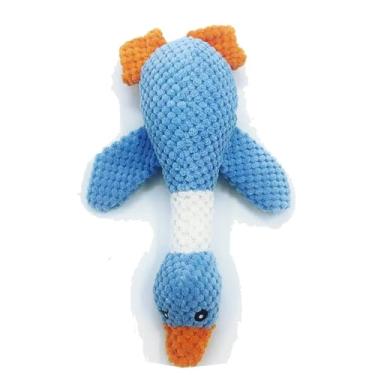 Imagem de TIKSON Brinquedo de pelúcia para cachorro, brinquedo de pelúcia que range, fofo, engraçado, mastigar para filhotes, pato azul