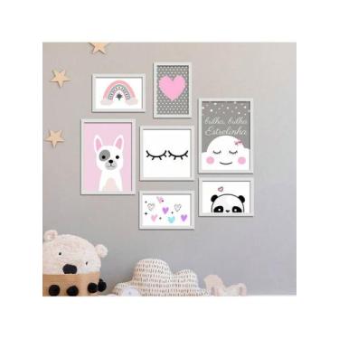 Imagem de Kit 7 Quadros Decorativos Placas Infantil Brilha Brilha Estrelinha - P