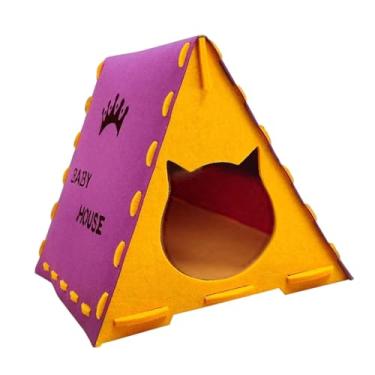 Imagem de IEUDNS Condomínio de cama de gato de gato de feltro confortável (fácil de) de gato de gato interno suprimentos de gato destacável sem derrapagem cama de, Roxo