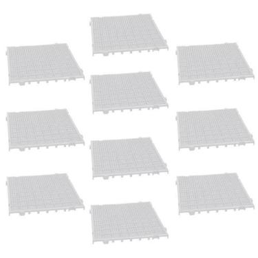 Imagem de Kit 10 Piso De Plástico Modular 50x50x3 Cm Branco - Tna Plast