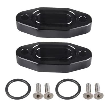 Imagem de CNRAQR LS Billet Oil Cooler Block Off Plate no cárter de óleo LS Billet Oil Port Plate compatível com motores Gen III IV Series LS3 LSX LS1 LS2 LS6 L9H LQ4 LQ9 L92 4.8L 5.3L 5.7L 6.0L 6.2L Preto