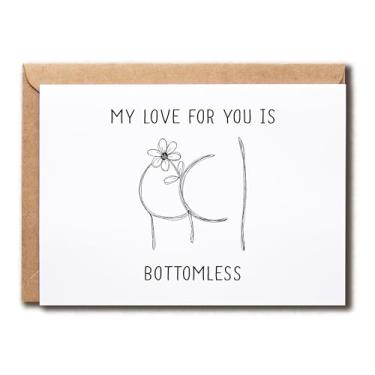 Imagem de NDHGifts My Love For You Is Bottomless - Cartão de humor - Cartão engraçado - Cartão de amor - Cartão romântico - Cartão para esposa marido - presente para namorado namorada