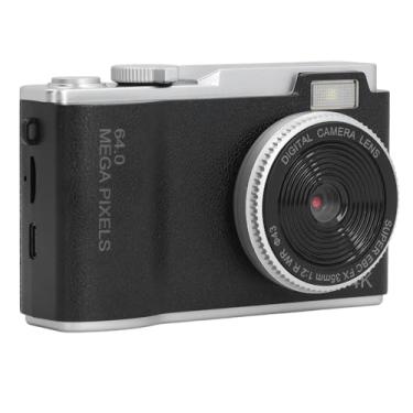 Imagem de Câmeras digitais para fotografia, câmera vlogging 1080p 48MP, câmera compacta com zoom digital de 16x com tela de 2,4 polegadas, câmera selfie portátil para viagens (preto)