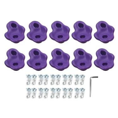 Imagem de TeamSky Suportes de escalada, 10 peças de plástico confortáveis, pedras de escalada, pedras de parede com almofada de parafuso e porca para quadros de escalada internos ao ar livre, parquinho infantil