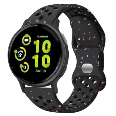Imagem de ViCRiOR Pulseiras de relógio compatíveis com Garmin Vivoactive 6/Vivoactive 5/Vivoactive 3/Venu Sq 2/Forerunner 55/165/245, pulseira de substituição de silicone macio ecológica respirável de 20 mm