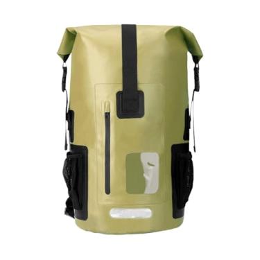 Imagem de Pegciuho Mochila seca com tampa de enrolar à prova d'água de 55L, bolsa seca de 33x58 cm, design ergonômico de PVC para passeios de barco, vela, leve e, Verde