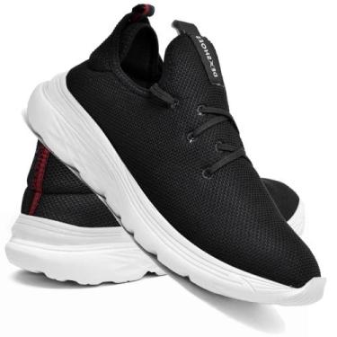 Imagem de Tênis Masculino Esportivo Preto Caminhada Estiloso - Dallu Calçados, 4