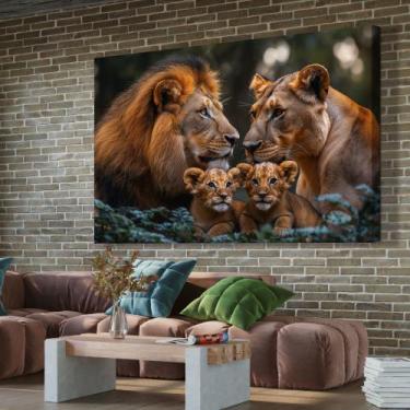 Imagem de Quadro decorativo Familia de Leao com dois filhotes - MeMoldura, Chass