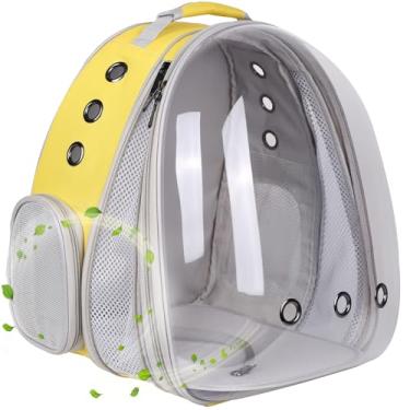 Imagem de Mochila expansível para gatos, suporta até 20 libras, mochila para animais de estimação com janela de bolha de astronauta em cápsula espacial para gatos grandes e filhotes pequenos (amarelo, extensão