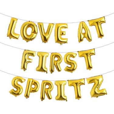 Imagem de Faixa balão Love at First Spritz - Decorações de chá de panela Aperol Spritz para ela, decorações de festa de casamento de despedida de solteira (LOVE AT FIRST SPRITZ dourado)
