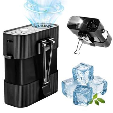 Imagem de Ventilador de cintura portátil com clipe com lanterna, ventilador pessoal de cinto vestível de 4 velocidades, fluxo de ar forte de 6 W RPM, bateria recarregável de 8000 mAh, ventilador de pescoço