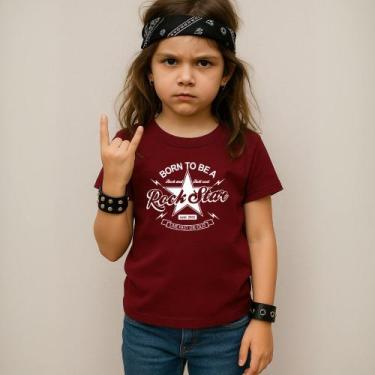 Imagem de Camiseta Infantil Unissex Estampada Born To Be a Rockstar 052 Blusa Te
