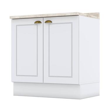 Imagem de Balcão 2 Portas 80 Cm Nova York Branco Com Tampo Calcare – Henn