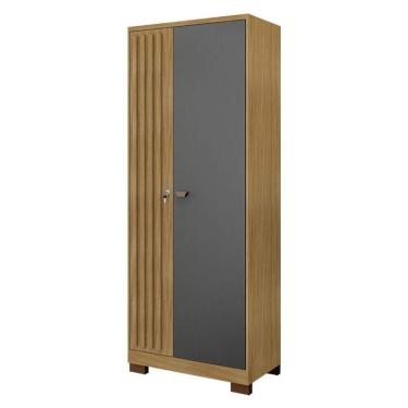 Imagem de Armário Multiuso Versátil 2 Portas Com Chave Carvalho Americano Grafite - Incorplac