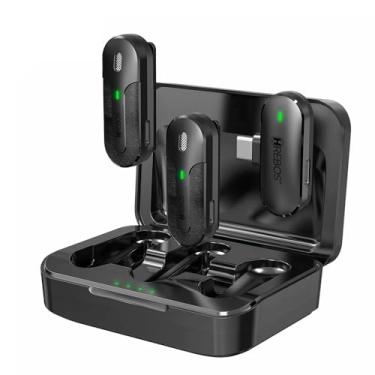 Imagem de Kit 2 Microfone de Lapela Sem Fio Wireless Um Receptor Profissional Alcance 35 Metros Tipo C Android Iphone Presilha para Camisa Transmissão Reunião Palestra Gravação de Vídeo YouTube TikTok