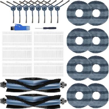 Imagem de Chrostion 26 peças de acessórios de substituição para limpador de robô Omni C20 Eufy, 2 escovas principais + 6 filtros HEPA + 8 almofadas de esfregão + 8 escovas laterais, 2 ferramentas