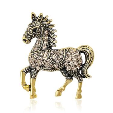 Imagem de Broche de cavalo de strass para mulheres e homens, broche de lapela de cristal de pônei fofo, vintage, moda vintage, broches de animais, roupas de vestido, boutonniere, corsage, acessórios para chapéu
