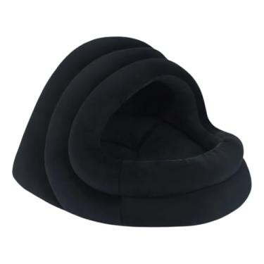 Imagem de Toca Pet Confortável Iglu Para Cães e Gatos Antifrio Lavável (Preto, Tamanho único)