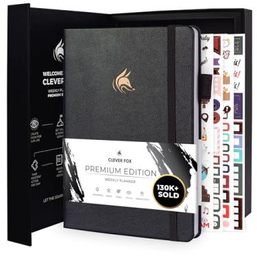 Imagem de Clever Fox Planner Edição Premium – Planejador semanal e mensal luxuoso sem data para aumentar a produtividade e atingir seus objetivos – Organizador – Comece a qualquer hora, A5, dura 1 ano, preto