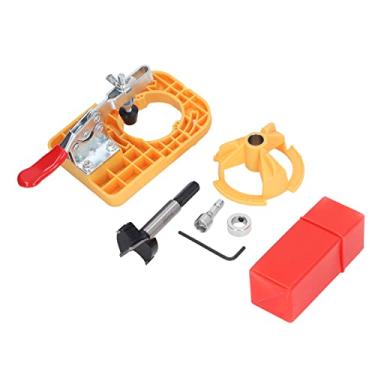 Imagem de ZAWELIYO Gabarito de dobradiça, localizador de guia de serra de furo para posicionador de perfuração de madeira de dobradiça de 35 mm, design de limite ajustável, para gabarito de ferragens de armário