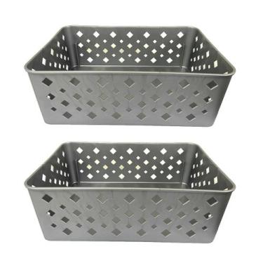 Imagem de Kit 2 Cesto Multiuso Organizador Premium Cinza 123Organizei - 123 Orga