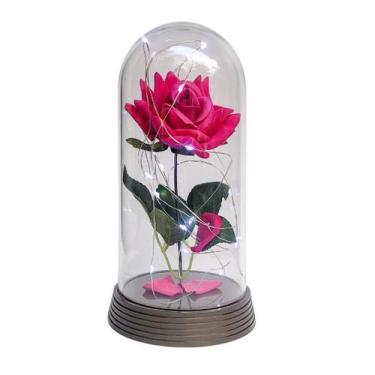 Imagem de Luminária A Rosa Encantada Pink 20 Cm Base Ouro Frio - Amor Lindo