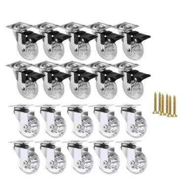 Imagem de Kit 20 Rodízio Giratório Gel Rodinha Silicone 35Mm Parafusos - Hd Ferr