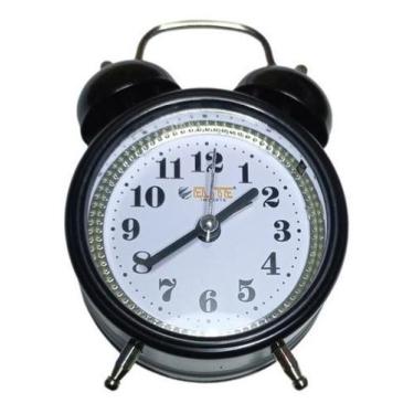 Imagem de Relógio Despertador Analógico Preto Retrô Vintage - Elite