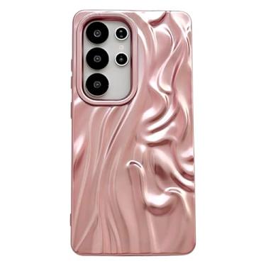 Imagem de Caseative Capa para Samsung Galaxy S23, capa de telefone macia plissada ondulada cromo ondulado padrão ondulado (rosa, S23)