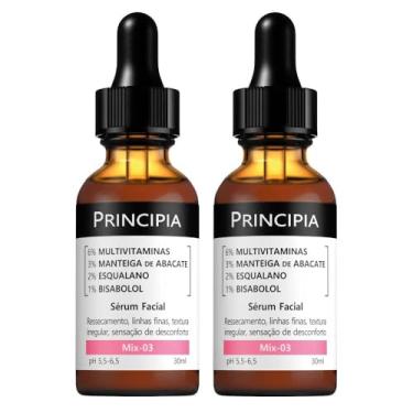 Imagem de PRINCIPIA, Kit Sérum 6% Multivitaminas + 3% Manteiga de Abacate + 2% Esqualano + 1% Bisabolol Mix-03 - Multirreparador com 30ml