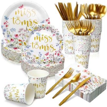 Imagem de Conjunto de louças descartáveis Suttmin Miss to Mrs 400 unidades